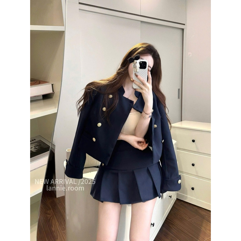 [S2.4279] Set Dạ Vest Phối Chân Váy Xếp Ly 3 Màu Hàng 2 Lớp Dày Dặn | BigBuy360 - bigbuy360.vn