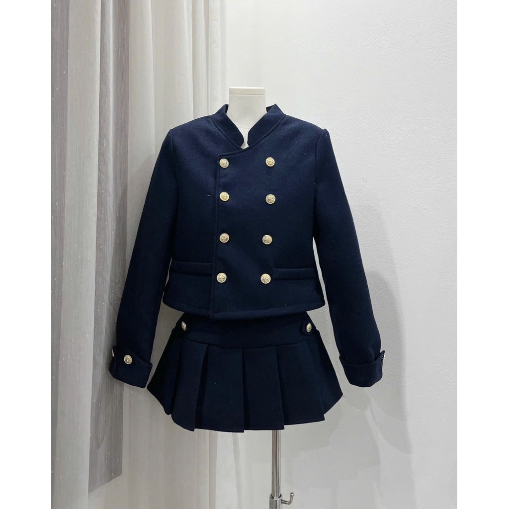 [S2.4279] Set Dạ Vest Phối Chân Váy Xếp Ly 3 Màu Hàng 2 Lớp Dày Dặn | BigBuy360 - bigbuy360.vn