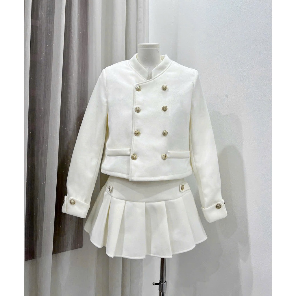 [S2.4279] Set Dạ Vest Phối Chân Váy Xếp Ly 3 Màu Hàng 2 Lớp Dày Dặn | BigBuy360 - bigbuy360.vn