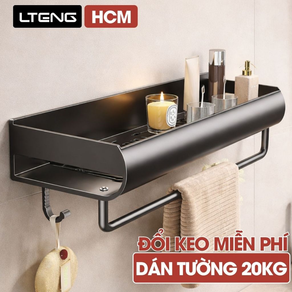 Kệ để đồ nhà tắm LTENG dán tường bằng keo hoặc ốc vit, chất liệu nhôm cao cấp, chống gỉ