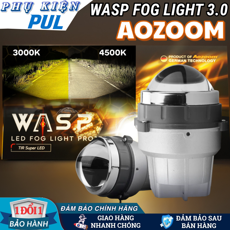 Đèn Gầm AOZOOM WASP FOG LIGHT 3.0, Chip TIR Super LED, 4500K, IP68, Mẫu Mới 2025, Bảo Hành 3 Năm