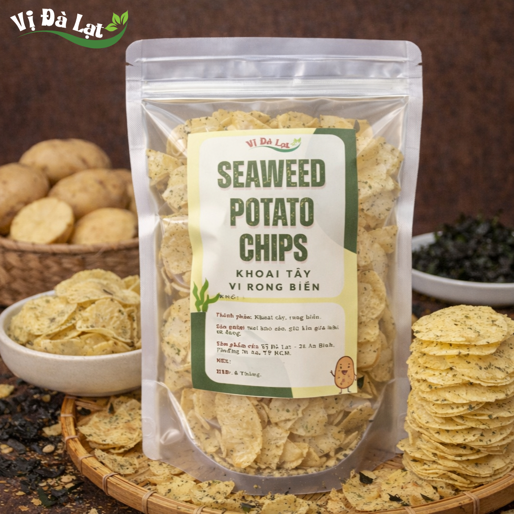 Khoai Tây Vị Rong Biển Cao Cấp - Snack Healthy, Snack Rong Biển, Khoai Tây Giòn - Vị Đà Lạt