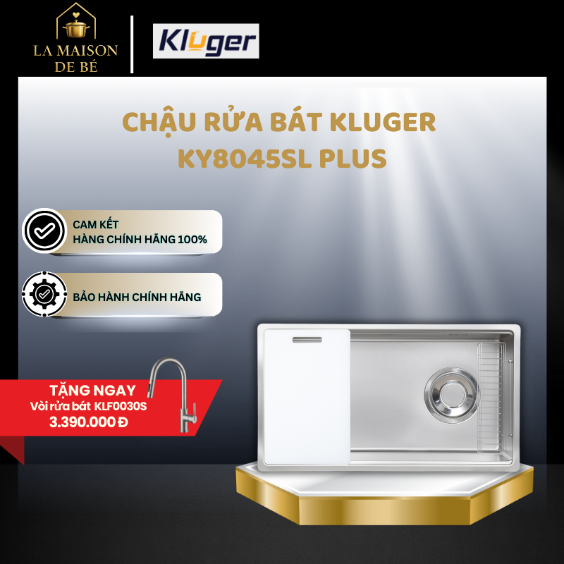 Chậu Rửa Bát Kluger KY8045SL Plus – Inox 304 Siêu Chống Xước – Lắp Đặt Linh Hoạt – LMS