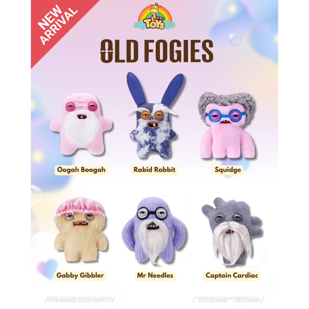 [ TOYS IN ME x FUGGLER ] ZURU TOYS FUGGLER OLD FOGIES FUGGS 9Inch - Đồ Chơi Gấu Bông Sưu Tầm