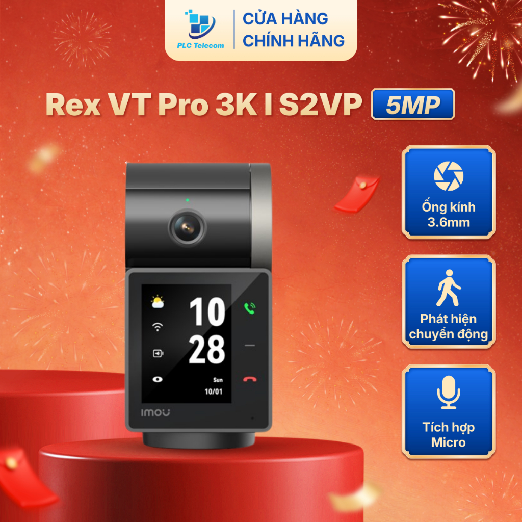 [2026] Camera Wifi trong nhà Imou Rex VT Pro 3K I S2VP 5MP ( Bản Không Pin) I Xoay 360 I Bảo vệ toàn