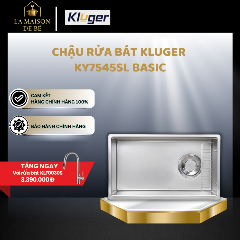 Chậu Rửa Bát Kluger KY7545SL Basic – Chuẩn Phong Cách Nhật – Chống Ăn Mòn – Trầy Xước – LMS