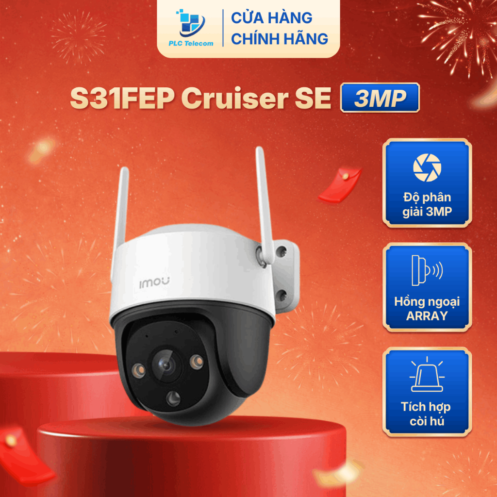 Camera IMOU ngoài trời xoay 360, có màu ban đêm, S31FEP Cruiser SE, đàm thoại 2 chiều | PLC TELECOM