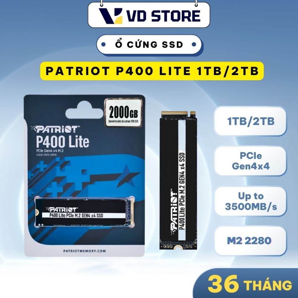 Ổ Cứng SSD Patriot P400 Lite 1TB/ 2TB M.2 PCIE GEN4 X4 NVME
