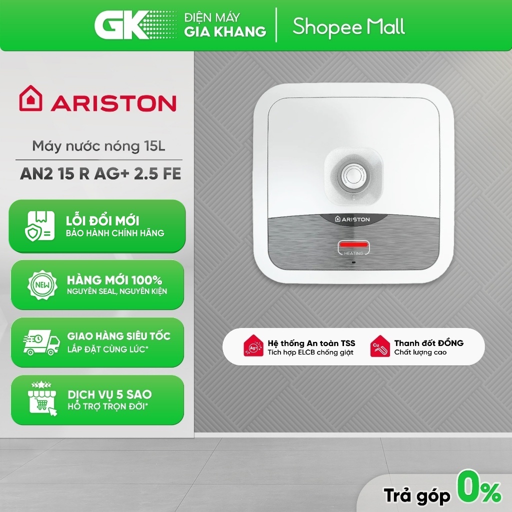 [Shopee - Lắp đặt 0Đ HN HCM] AN2 15 R AG+ 2.5 FE (15L) | AN2 30 R AG+ 2.5 FE (30L) - Máy Nóng Tắm Gi