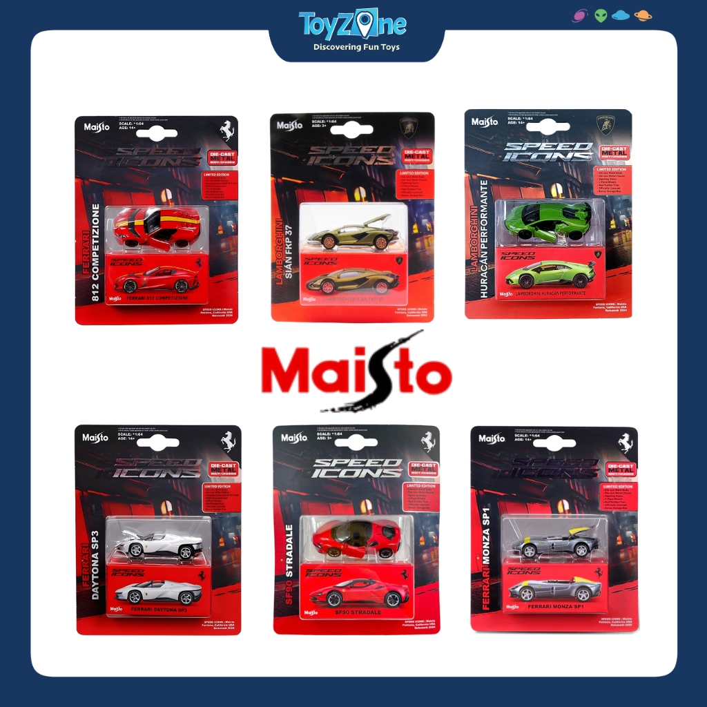 Mô hình xe MAISTO Speed Icons Series tỉ lệ 1:64 Ferrari, Porsche, Lambo chính hãng MAISTO