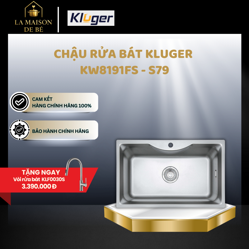 Chậu Rửa Bát Kluger KW8191FS – S79 Góc Bo Tinh Tế – Chống Bám Dầu Mỡ – Thiết Kế Hiện Đại - LMS
