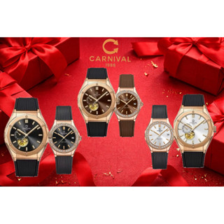 Đồng hồ đôi Carnival 8189G&8168L2 dây silicon,nam sz 41mm,nữ sz34mm,BH 5 năm,thiết kế sang trọng cao cấp