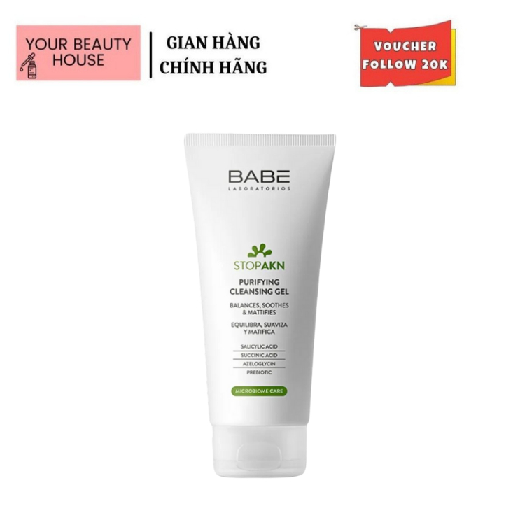 [BABE] Sữa Rửa Mặt Làm Sạch Dịu Nhẹ, Kiểm Soát Dầu Stop AKN Purifying Cleansing Gel 200ml
