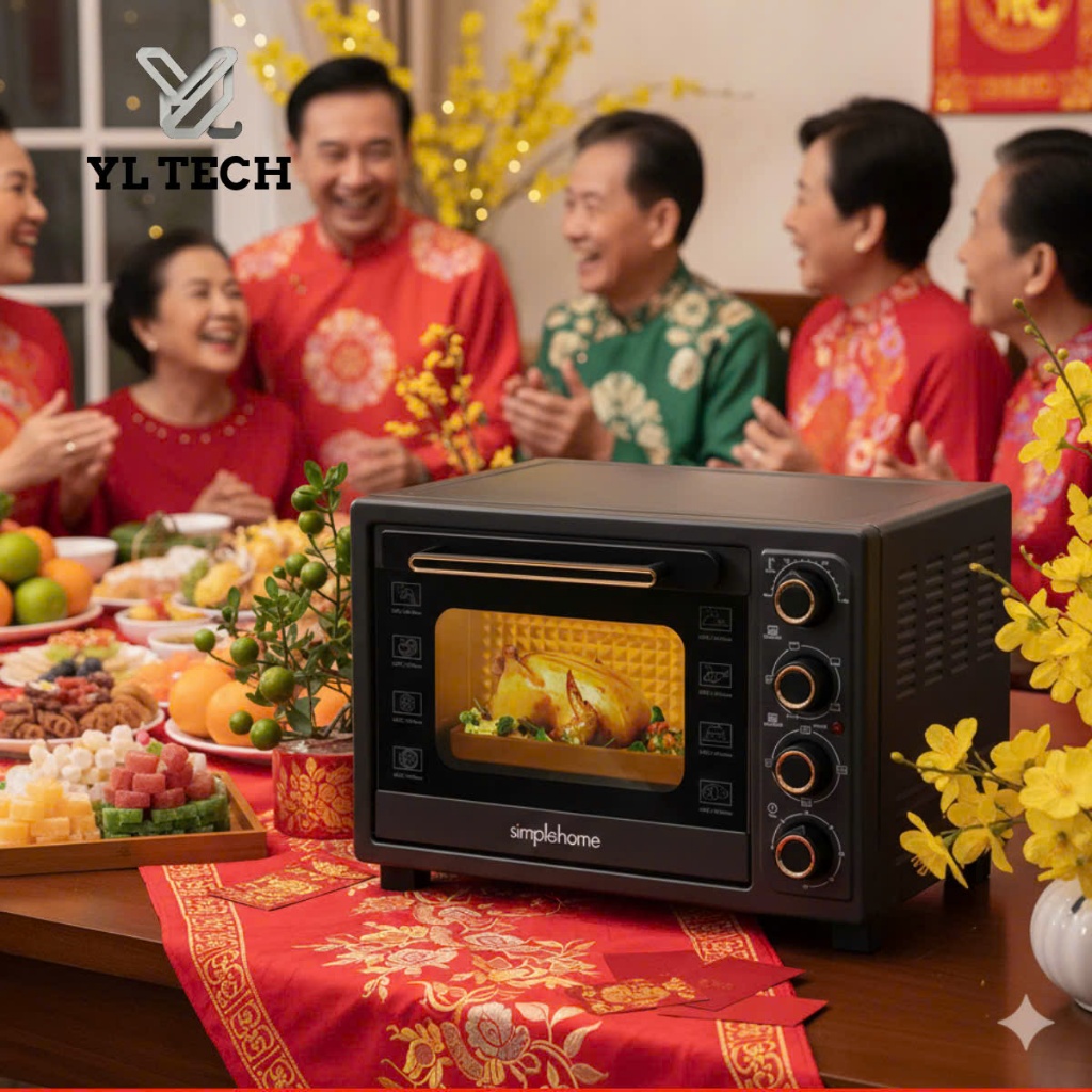 Lò Chiên Không Dầu Kết Hợp Nướng Simplehome TOV-38G 38 Lít