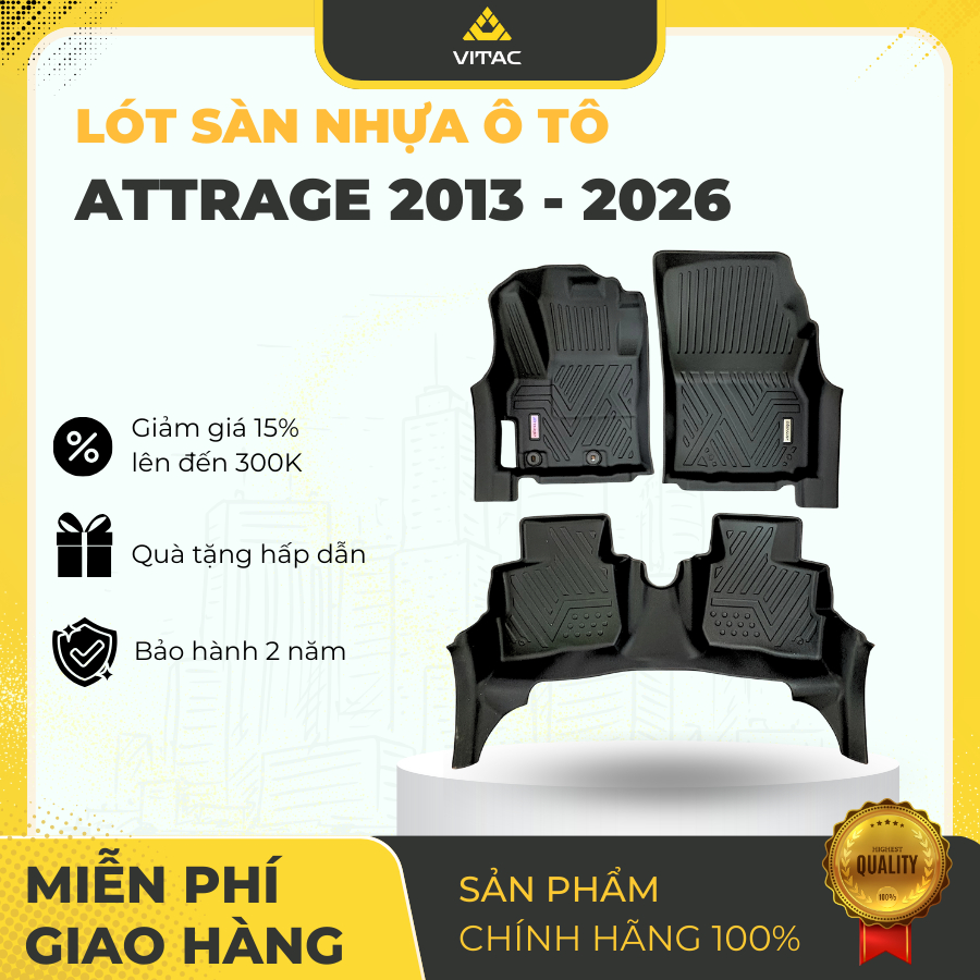 [FREESHIP]_VITAC-Thảm lót sàn nhựa tràn viền_chống thấm_ôm form  ATTRAGE 2013-2026 (3tấm/bộ)