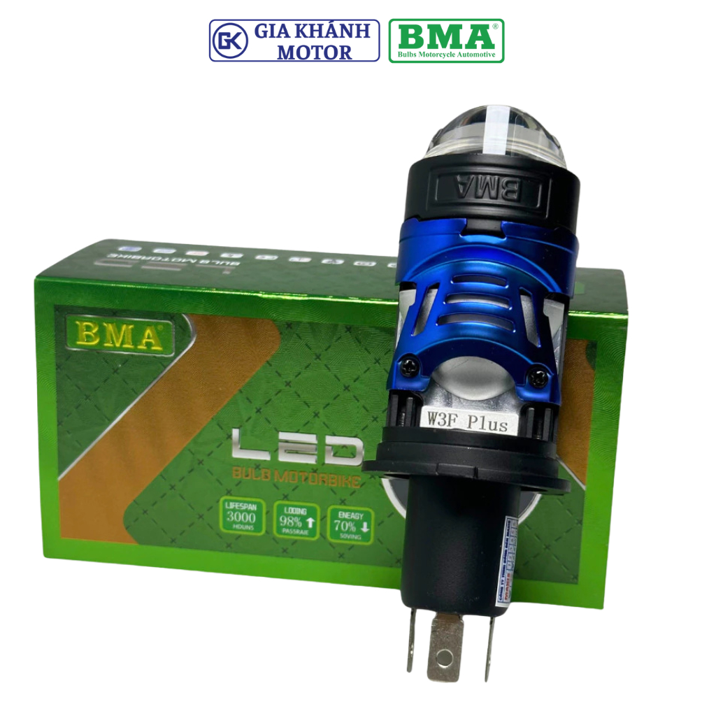 Đèn Pha LED Bi Cầu Mini BMA W3F PLUS 60W Chân H4 Lắp Ô Tô Xe Máy