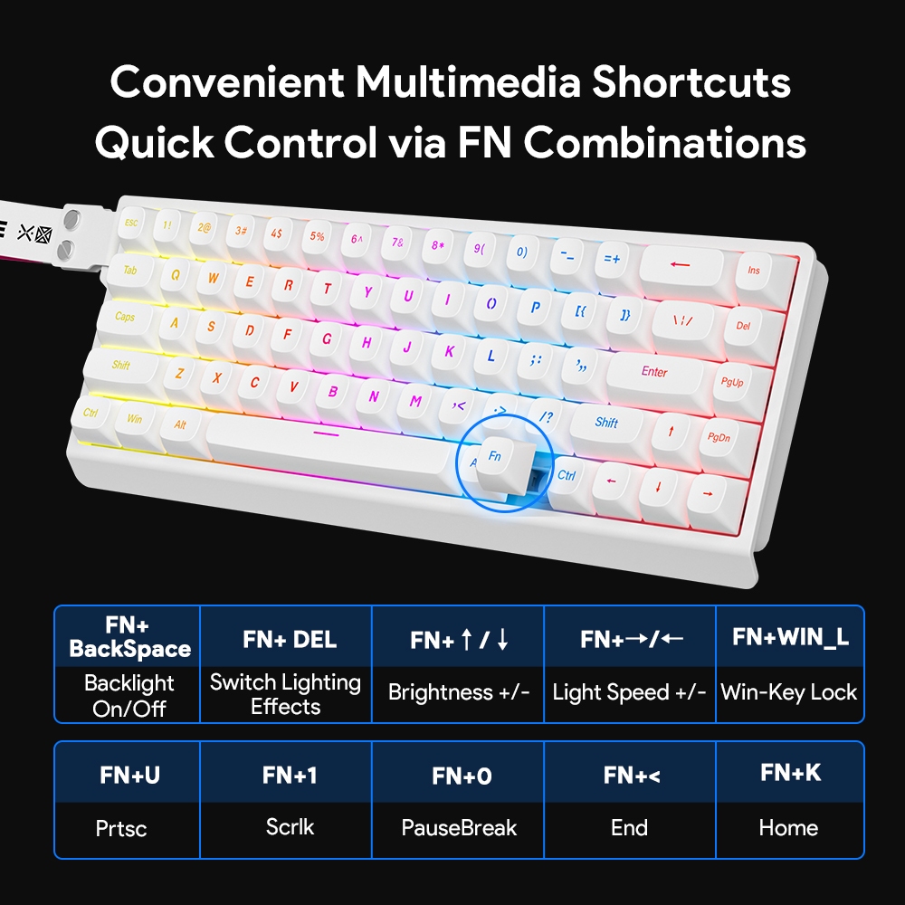 Bàn phím FURYCUBE IP68S 68 phím, RGB, Layout 65% nhỏ gọn, Keycap PBT, Gõ êm, Văn phòng & Giải trí | BigBuy360 - bigbuy360.vn