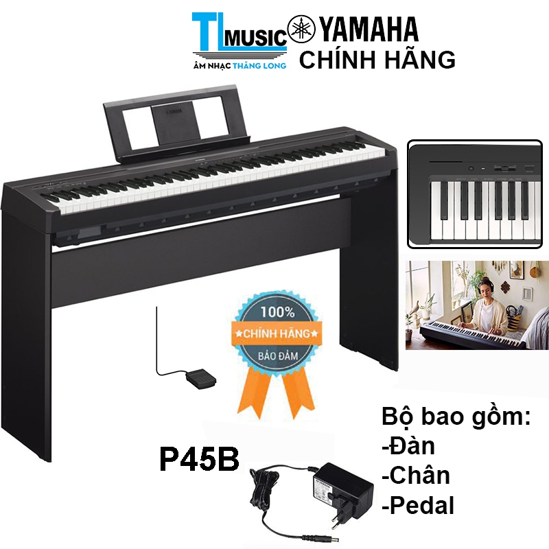 Chính hãng-P-45B New bộ đàn piano điện Yamaha P45 - Kèm Chân Gỗ - 88 Phím Nặng P45