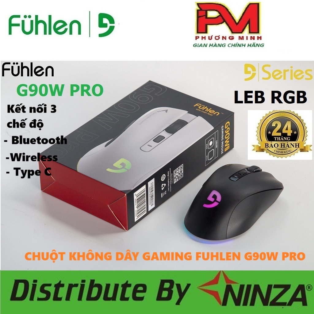 Chuột Không Dây Gaming Fuhlen G90W Pro Kết nối 3 chế độ linh hoạt (Bluetooth + Wireless + Type C) -H