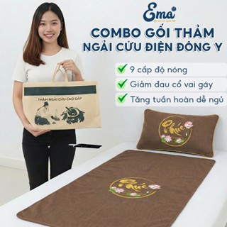 Combo Gối và Thảm Ngải Cứu Điện Đông Y EMA chăm sóc sức khỏe cao cấp, giúp giảm đau mỏi - giữ ấm