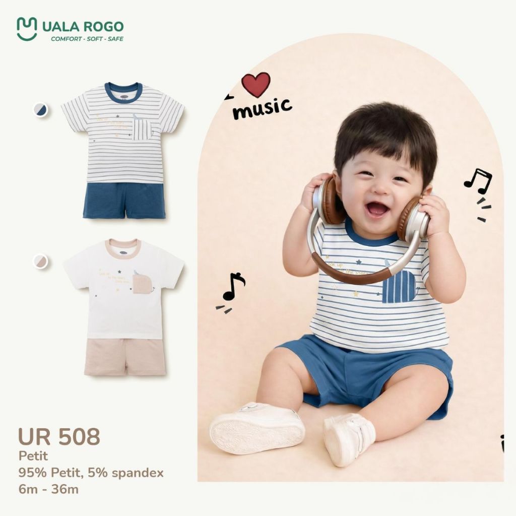 Đồ bộ cho bé Ualarogo cộc tay 6 tháng - 3 tuổi vải Petit mềm mịn co giãn thoáng khí UR 508