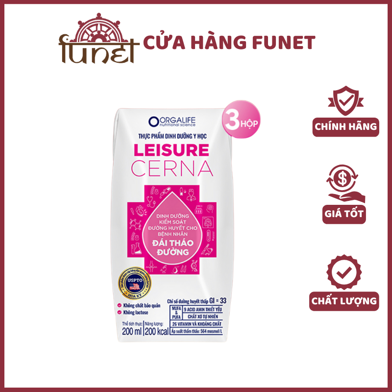 Lốc 3 hộp Leisure Cerna – Soup Uống Dinh Dưỡng Kiểm Soát Đường Huyết, 200ML