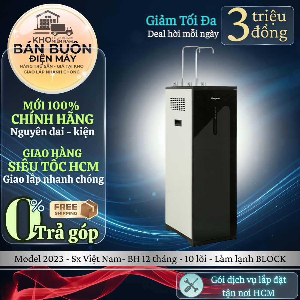 KG10A18 Máy Lọc Nước 10 Lõi Lọc Kangaroo – RO Nóng Lạnh, Làm Lạnh Block, Tạo Nước Kiềm KG10A18