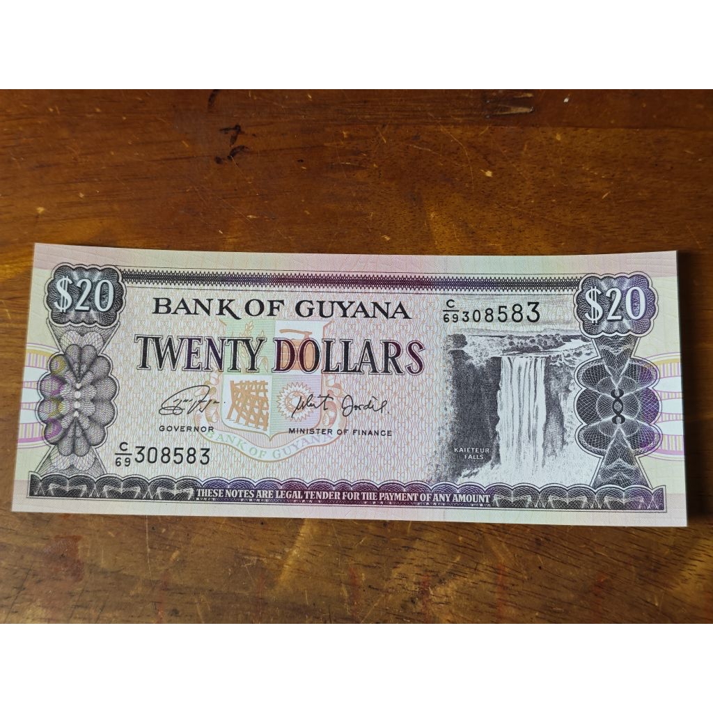 Sưu tầm Nam Mỹ xưa: 20 Dol.lars - Guyana 1996. Mới 100% UNC.