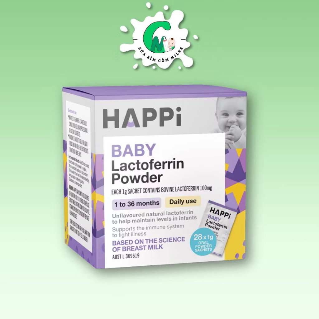 BỘT Sữa non Úc tăng đề kháng cho bé Happi Baby Lactoferrin 1-36M (28gói x1g)