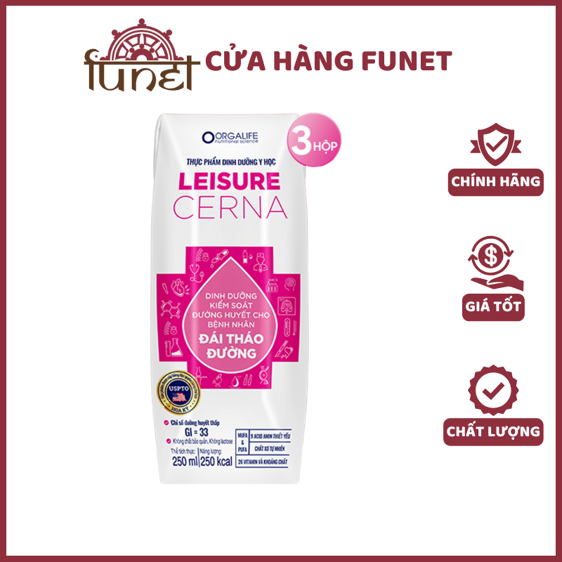 Lốc 3 hộp Leisure Cerna – Soup Uống Dinh Dưỡng Kiểm Soát Đường Huyết, 250ML