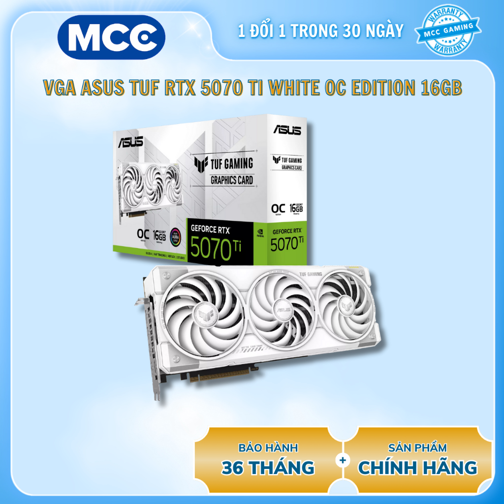 VGA ASUS TUF Gaming GeForce RTX 5070 Ti White OC Edition 16GB GDDR7 ( TUF-RTX5070TI-O16G-WHITE-GAMIN