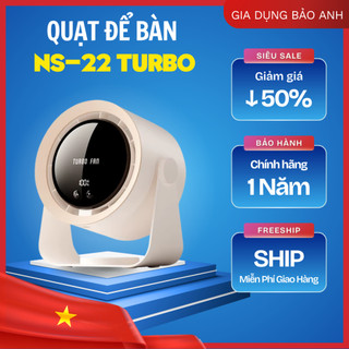 Quạt Để Bàn Tích Điện NS22 Turbo 100 Tốc Độ Gió, Màn Hình LED, Xoay 90 Độ