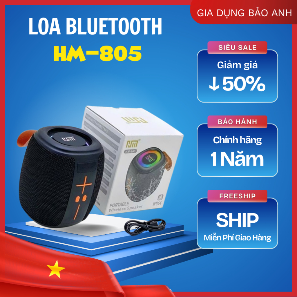 Loa Bluetooth Mini HM805 Chống Nước Công Suất 5W Siêu Trầm