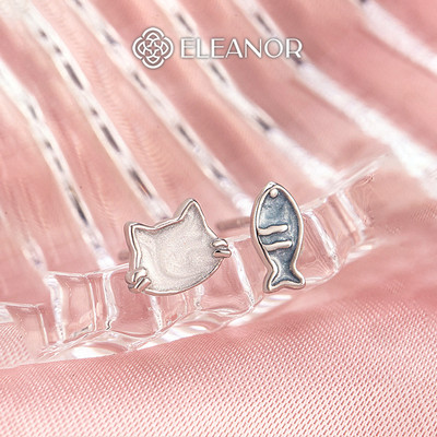 Bông tai nữ chuôi bạc 925 Eleanor Accessories hình cá mèo phụ kiện trang sức khuyên tai 11521