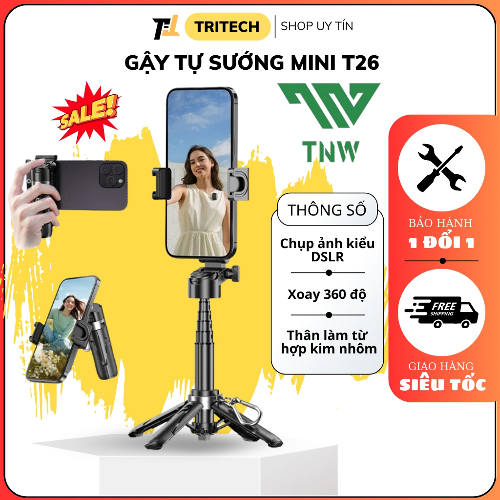 TNW T26 Chân tripod mini Gậy chụp ảnh Bluetooth