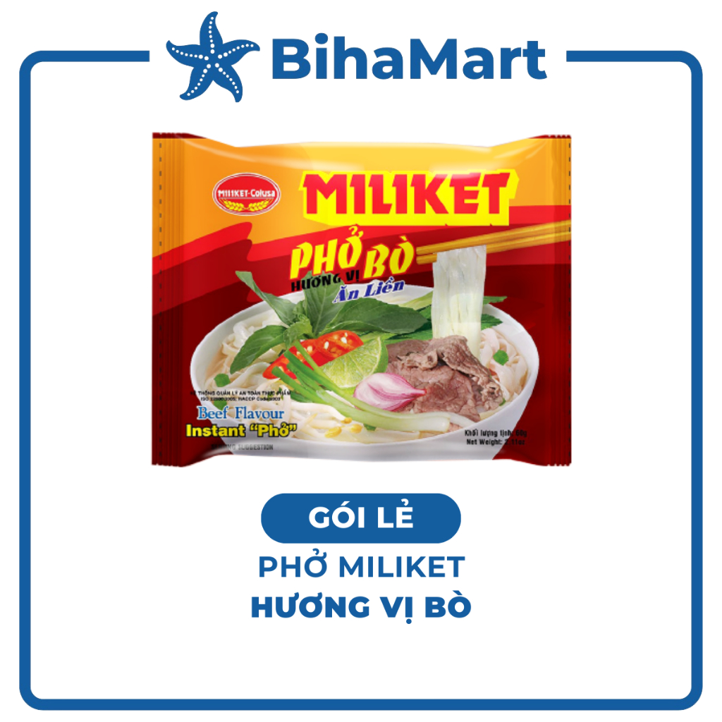 [GÓI LẺ] - COLUSA - Phở Bò Miliket, Phở Miliket bò, Phở bò gói Miliket, Phở bò ăn liền, Phở vị bò Mi