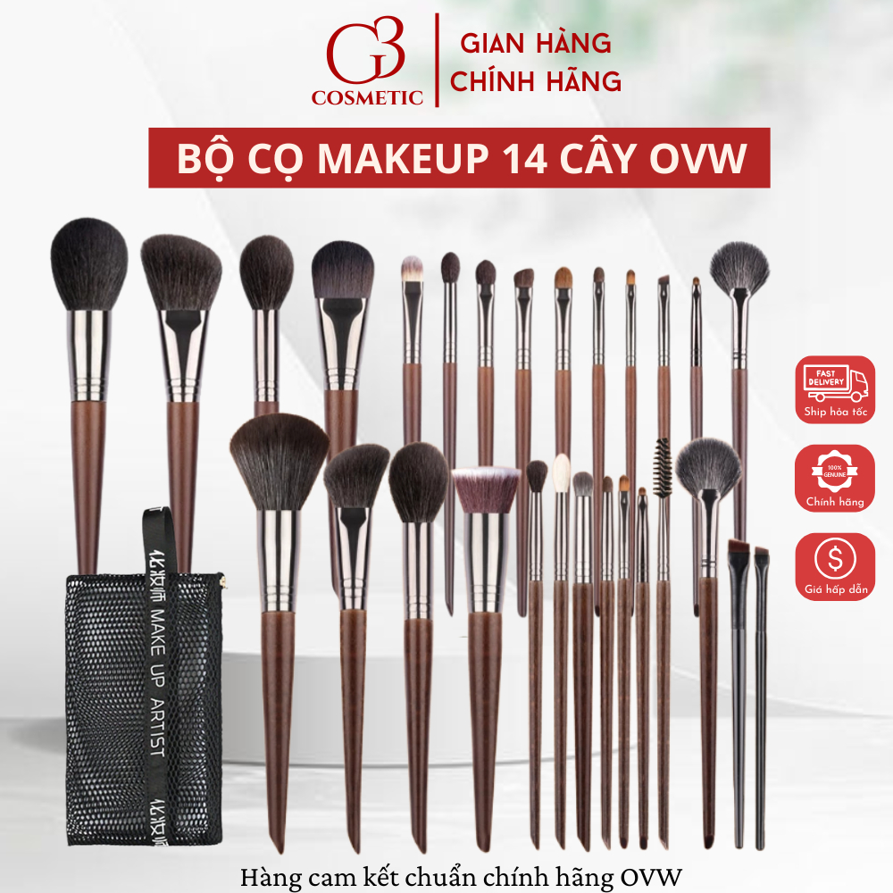 【OVW】Bộ cọ trang điểm 14 cây OVW lông tự nhiên mềm mại bộ cọ makeup cá nhân chuyên nghiệp