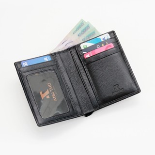 Ví đứng MIN-02 chất da bò Ý, form ví 9.5x12cm đựng vừa các loại giấy tờ cũ mới, hai màu Đen Nâu, Anh Tho Leather
