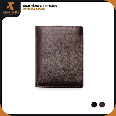Ví đứng MIN-02 chất da bò Ý, form ví 9.5x12cm đựng vừa các loại giấy tờ cũ mới, hai màu Đen Nâu, Anh Tho Leather