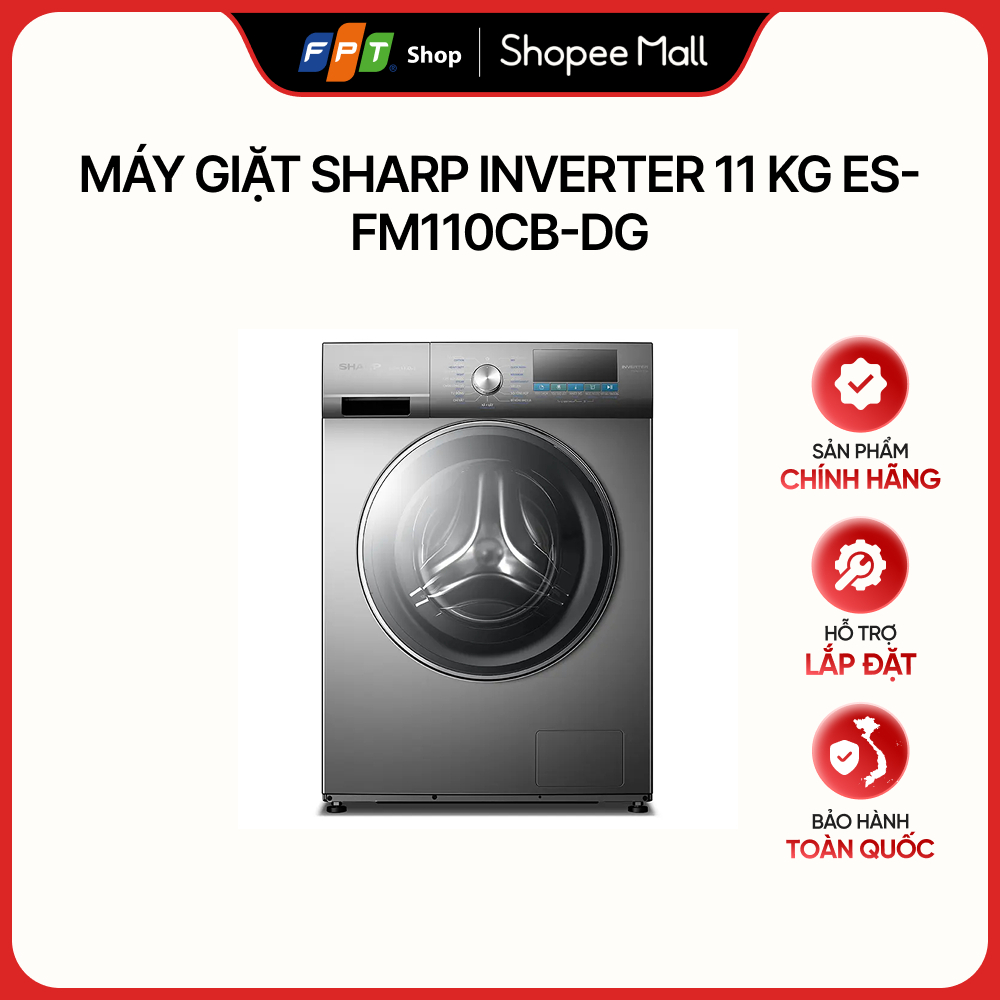 [HÀNG CHÍNH HÃNG] Máy giặt Sharp Inverter 11 kg ES-FM110CB-DG