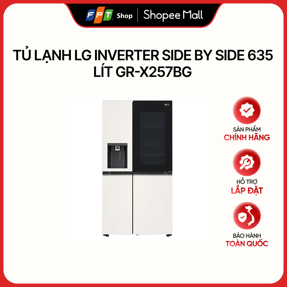 [HÀNG CHÍNH HÃNG] Tủ lạnh LG Inverter side by side 635 lít GR-X257BG