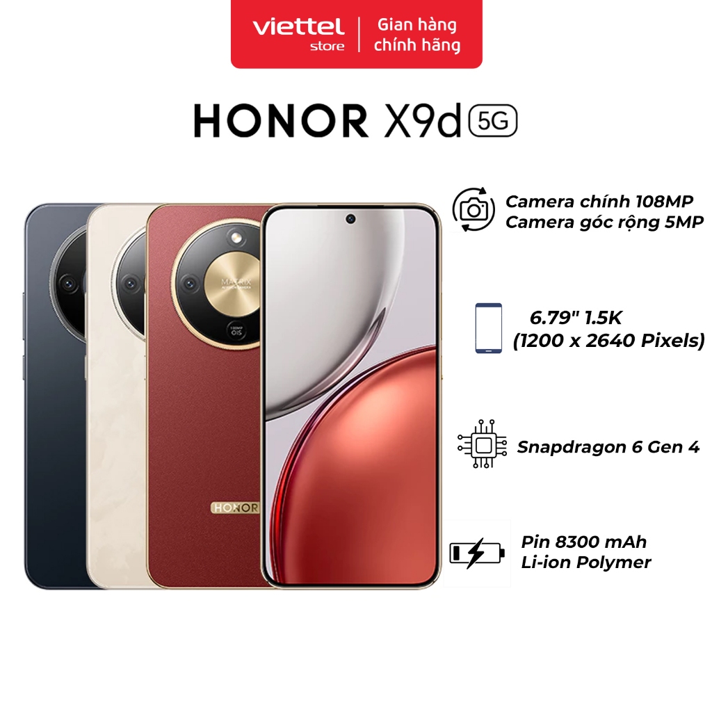 Điện thoại Honor X9d 5G 12GB + 512GB Chính hãng | Pin 8300mAh | Màn hình 6.79" 1.5K | NFC | BigBuy360 - bigbuy360.vn