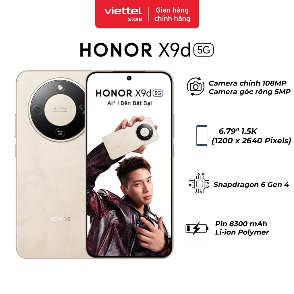 Điện thoại Honor X9d 5G 12GB + 512GB Chính hãng | Pin 8300mAh | Màn hình 6.79" 1.5K | NFC | BigBuy360 - bigbuy360.vn