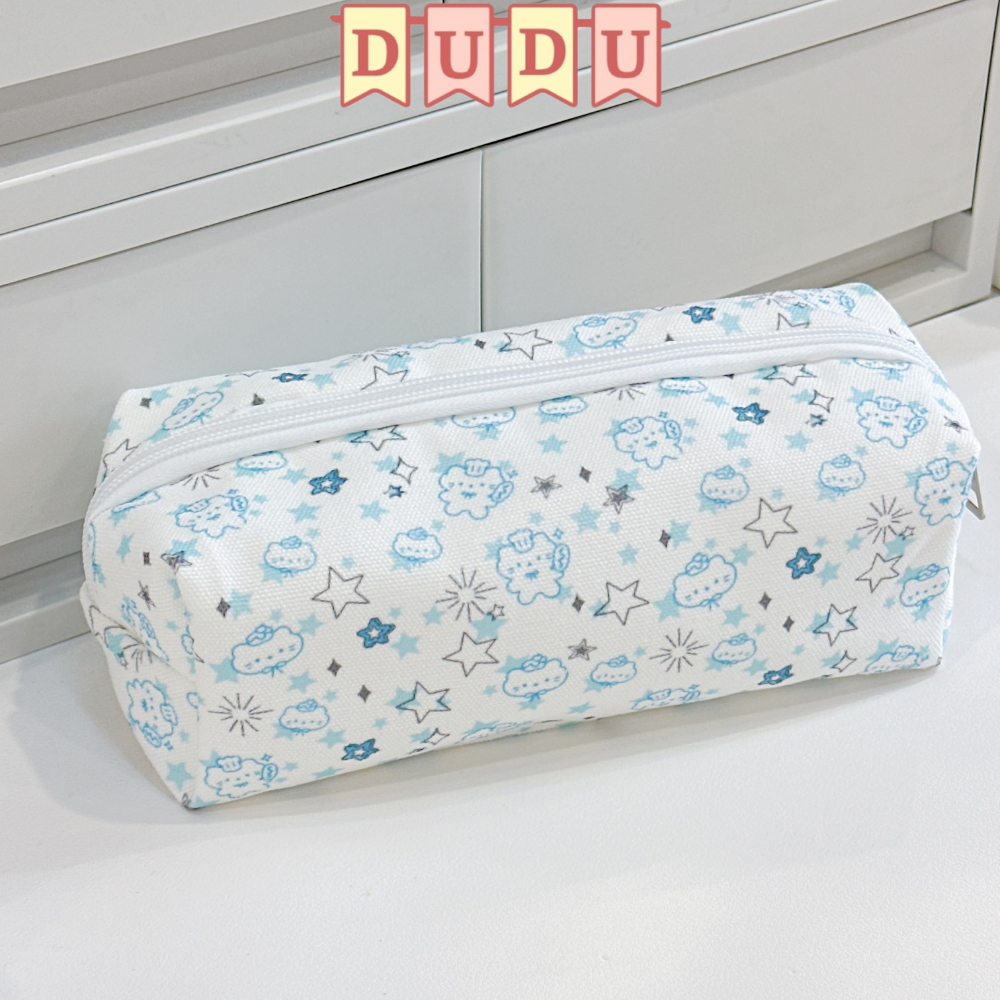 DUDU Túi Đựng Bút KITTY Blue KT 20x6x9cm Vải Canvas Dễ Giặt Giũ