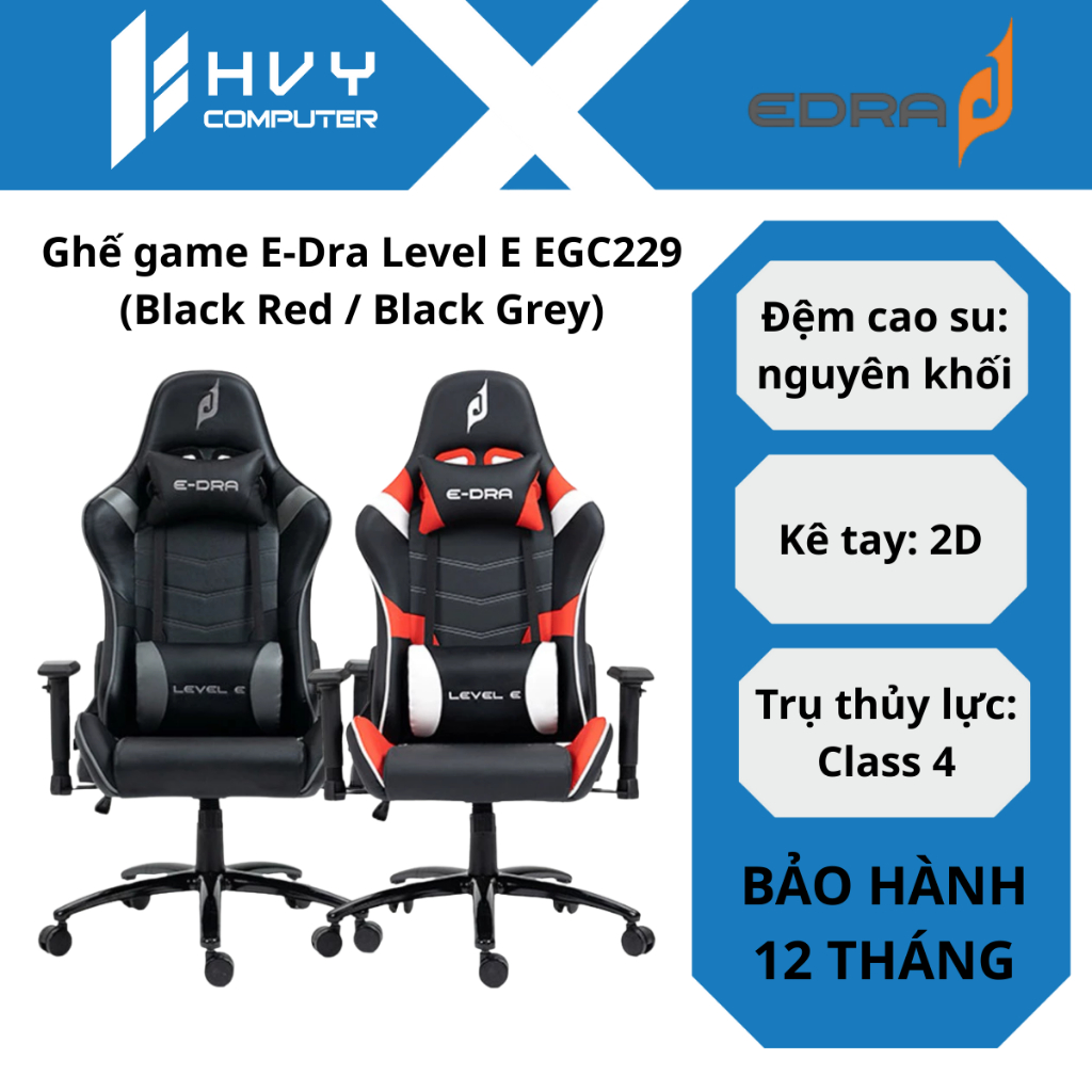 Ghế game E-Dra Level E EGC229 (Black Red / Black Grey) - Hàng Chính Hãng