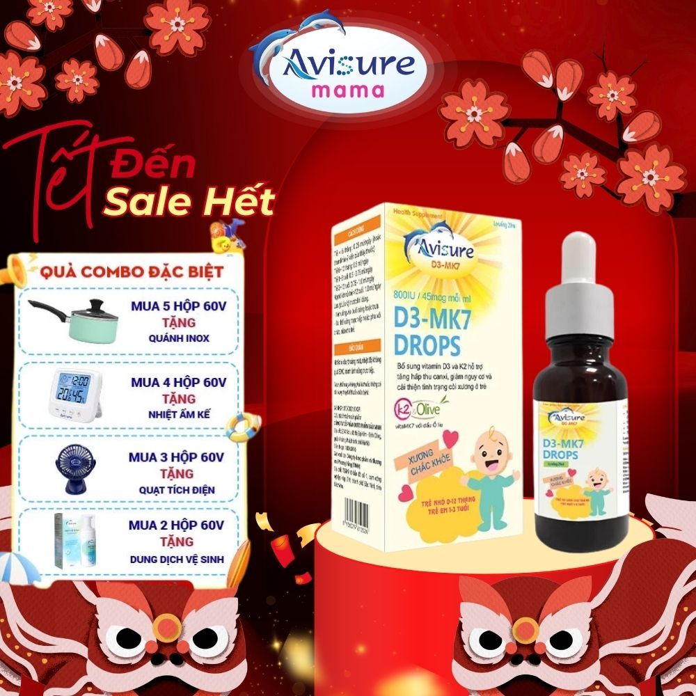 Vitamin D3 K2 Tinh Khiết Italia Avisure D3MK7 Hấp Thụ Canxi Tăng Chiều Cao Hiệu Quả Cho Bé