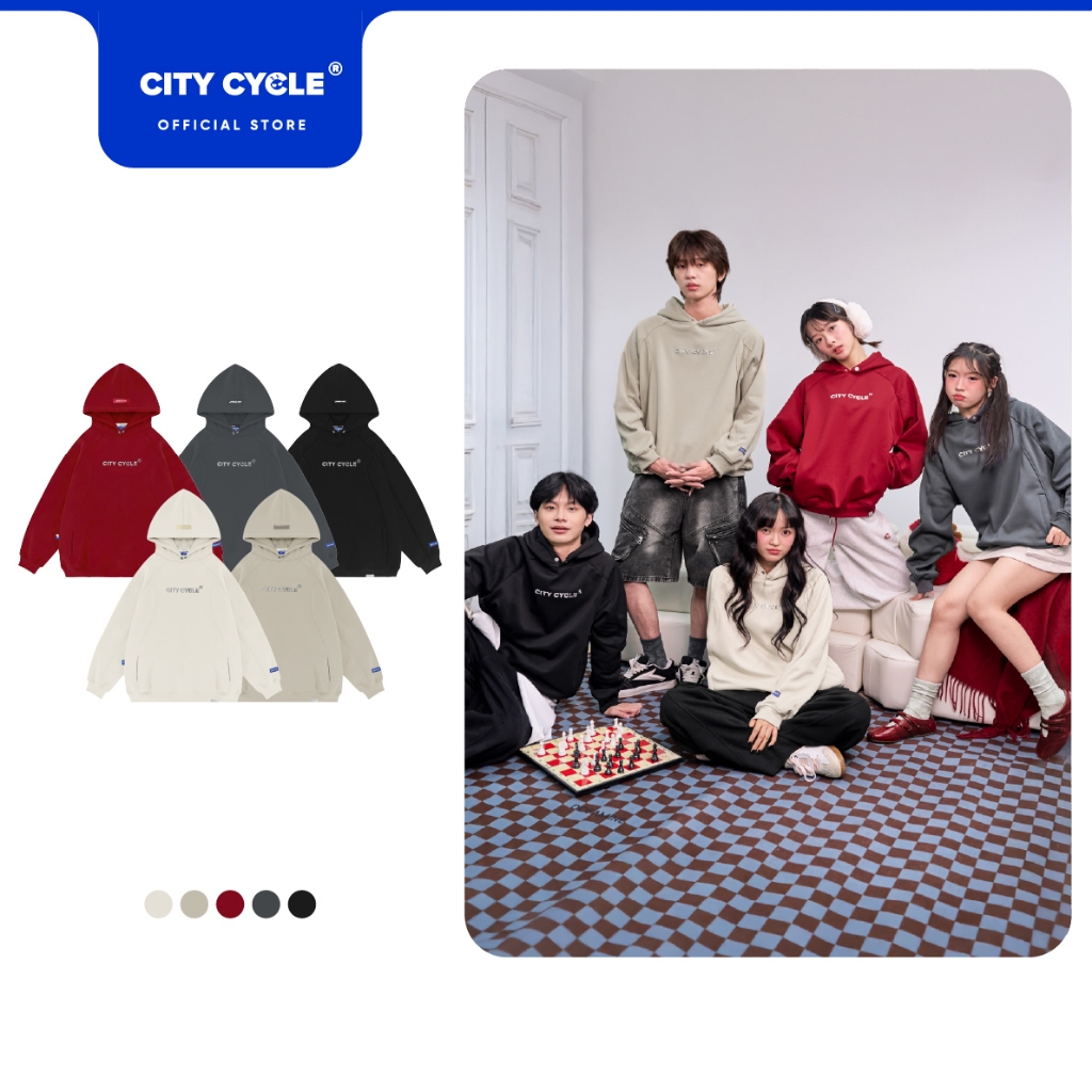 Áo hoodie boxy nỉ bông cá sấu mùa đông nam nữ boxy Local Brand Chính Hãng City Cycle Áo hoodie Space
