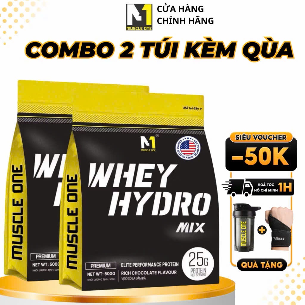 Combo 2 Túi Whey protein hydro mix M1, Hỗ trợ tăng cơ giảm mỡ hiệu quả + kèm quà tặng