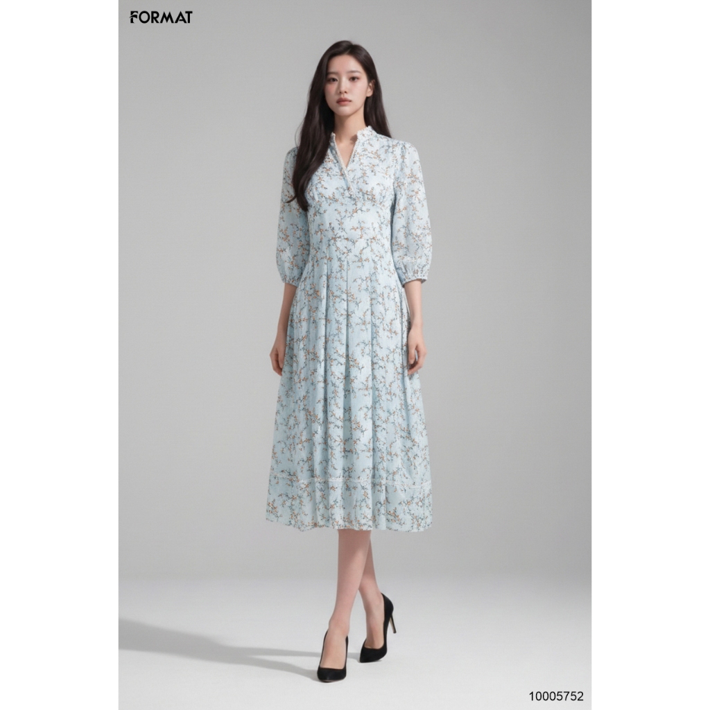 [ONLINE] Đầm nữ Format 10005752  xếp nếp kẹp ren trang trí