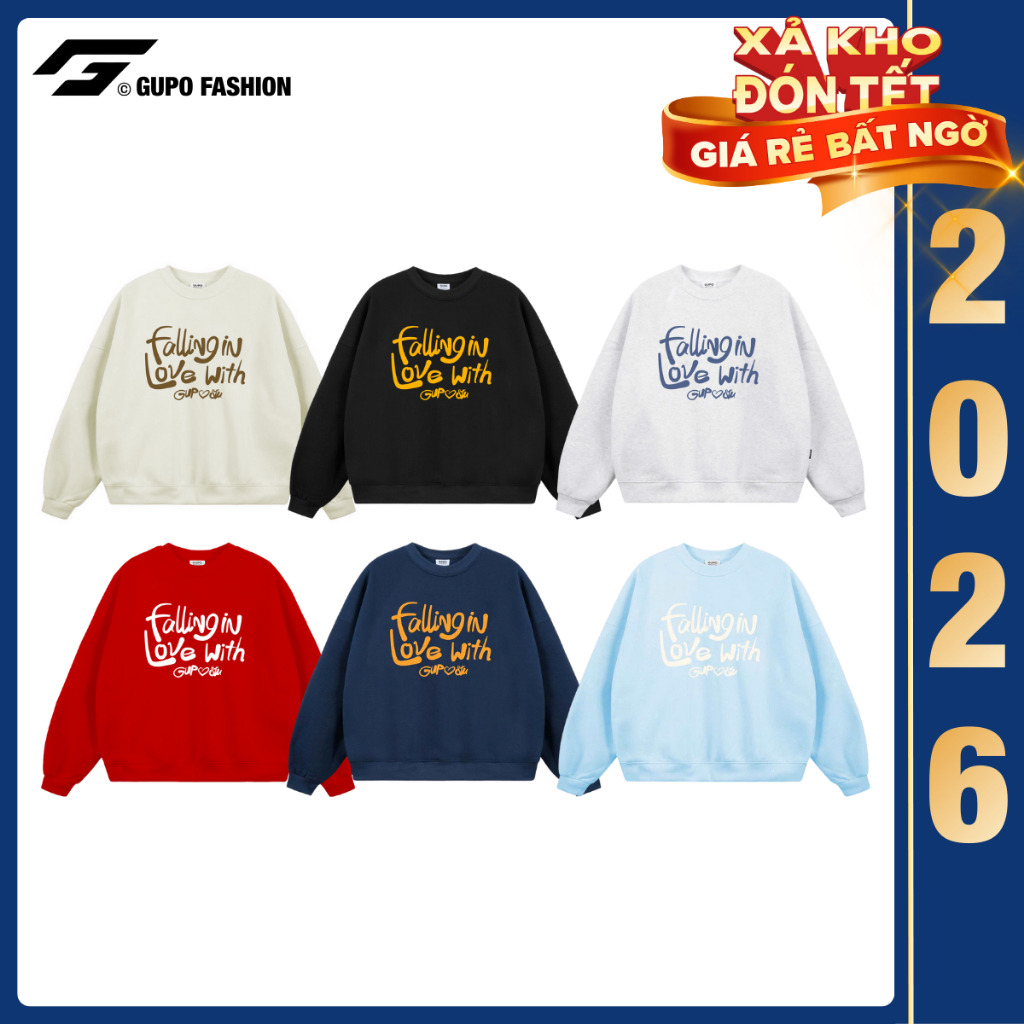 [BST TẾT] Áo Sweater Nỉ Dày Form Boxy Tay Phồng Thêu Xù Unisex Local Brand GUPO - SWT02